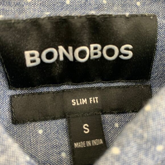 Bonobos Button Down Shirt Mens Small Swiss Dot Long Sleeve Chambray Slim Fit - Picture 12 of 16